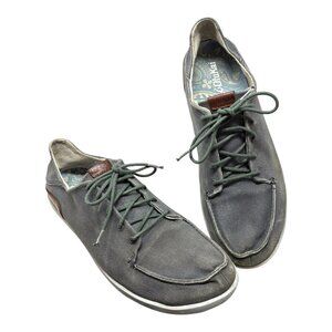 OluKai Manoa Gray Cotton Canvas Lace Up Drop In Heel Casual Shoes